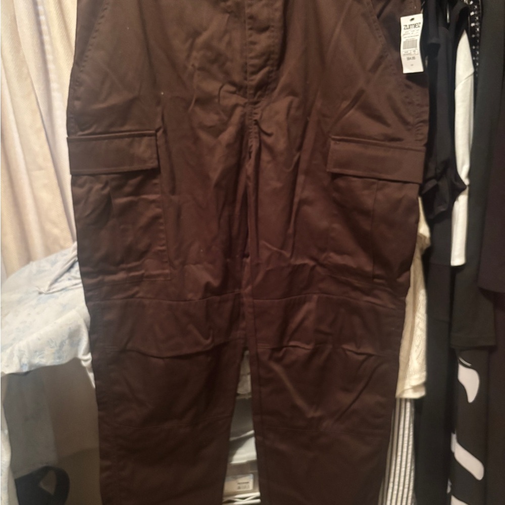 Women's Brown Boot Cut Pants large pockets Very nice reg $62